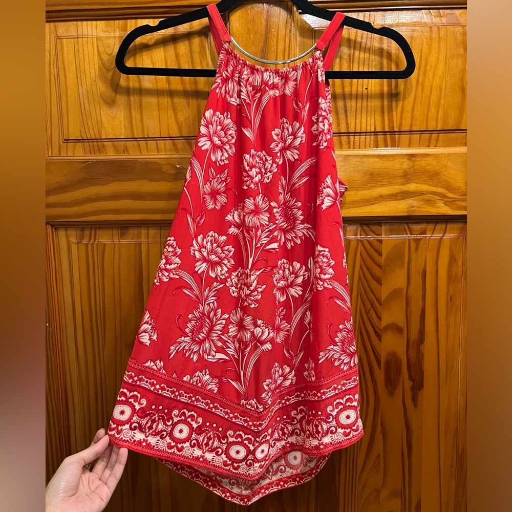 Red floral top